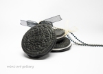 Oreo necklace / big black natural size oreo cookie biscuit miniature food jewelry / mini food pendant / handmade polymer clay 