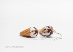 Ice-cream earrings / scoop ice cream cone / kawaii earrings / mini food jewelry charm / handmade polymer clay realistic miniature chocolate vanilla