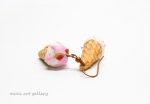 Ice-cream earrings / scoop ice cream cone / kawaii earrings / mini food jewelry charm / handmade polymer clay realistic miniature watermelon vanilla