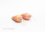 Ice-cream earrings / scoop ice cream cone / kawaii earrings / mini food jewelry charm / handmade polymer clay realistic miniature strawberry  banana