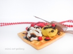 Waffle necklace strawberry banana ice cream / whipped cream, chocolate syrup icing / kawaii charm / miniature food jewelry, fimo mini food