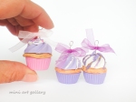 Cupcake necklace, kawaii charm / miniature food jewelry, fimo mini food necklace purple