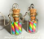 mini glass bottle earrings / rainbow candy bars