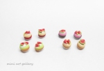 Watermelon tart studs / fruity cakes post earrings / gift for kids teens / handmade miniature food jewellery / mini food fimo colorful