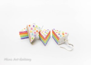 Rainbow cake earrings / cream cake in layers / mini food charm / miniature food earrings / corolful truffle / kawaii sweet dessert
