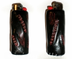ighter case / cover , ooak polymer clay / black - red stitched