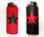 ighter case / cover , ooak polymer clay / black - red star