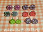 Millefiori canes flower studs - post earrings / fimo polymer clay