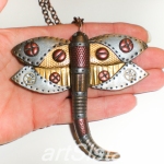 Steampunk dragonfly pendant / Handmade of polymer clay