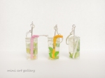 Mojito earring / alcohol summer drink / beverage rum in glass / polymer clay, resin.