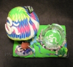 Mushroom and fairy home decoration ashtray  handmade polymer clay  psy trance  glow in the dark ohm butterfly