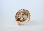 sea shell polymer clay ring medium size