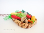 Basket with veggies necklace / polymer clay miniature vegetables / tomatoes, cucumbers, lemons, onions, garlic, mushrooms, chilly peppers, eggplants/aubergines, carrots jewelry