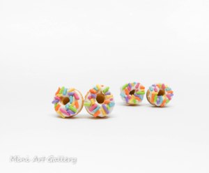 Rainbow donuts post earrings / truffle sprinkes / polymer clay handmade jewellery / miniature food jewelry / doughnuts kawaii foodie