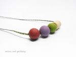 Minimal round beads contemporary necklace / olive green, red, sand, lavender / polymer clay handmade beads / macrame braided adjustable length
