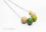 Round beads necklace Minimal geometric / olive green, lime green, terracotta, cream, sand / polymer clay handmade beads / adjustable length