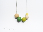 Round beads necklace Minimal geometric / olive green, lime green, terracotta, cream, sand / polymer clay handmade beads / adjustable length
