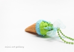 Ice-cream necklace / Peanut bubblegum / double ice cream scoop cone / realistic mini food jewelry / handmade polymer clay miniature