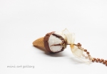 Chocolate vanilla ice-cream necklace / double ice cream scoop cone / mini food jewelry / handmade polymer clay miniature